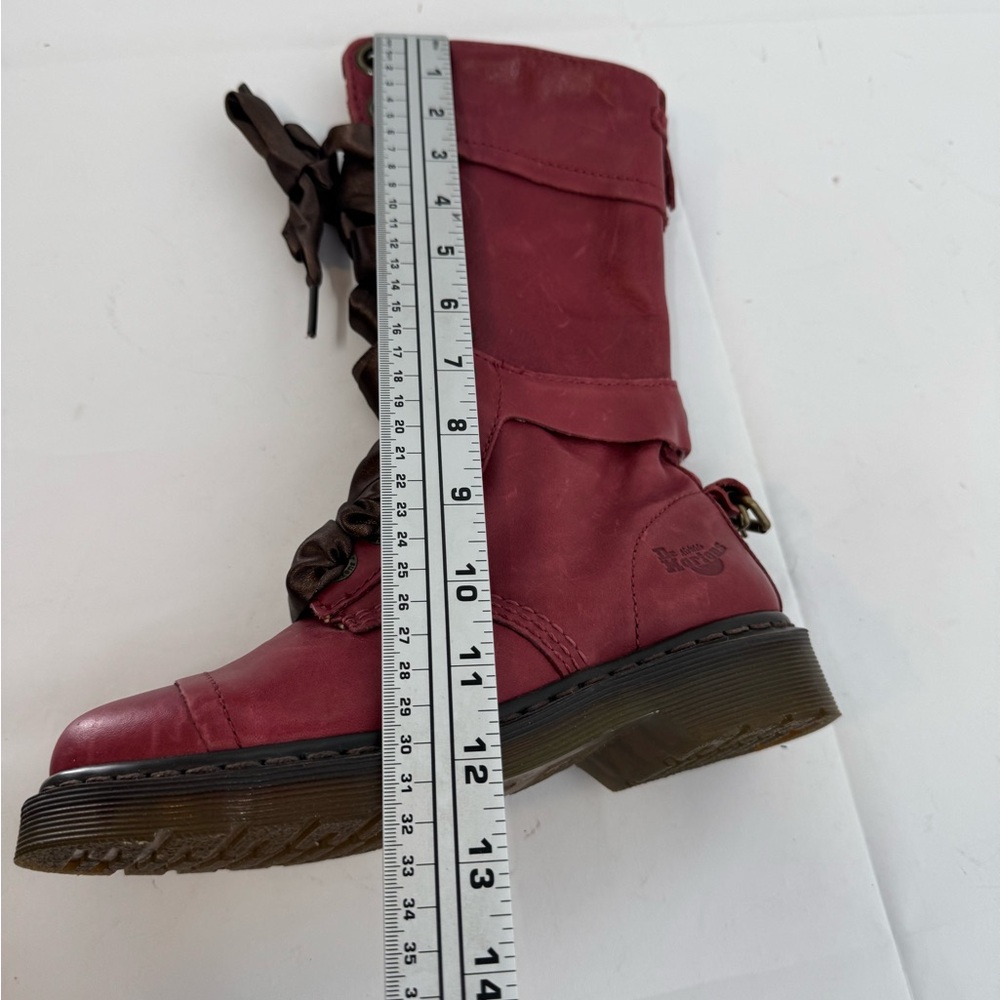 Dr Martens Triumph Size US 6 EU 37 Boots Red Leather Floral Lining Grunge Goth - Picture 8 of 10
